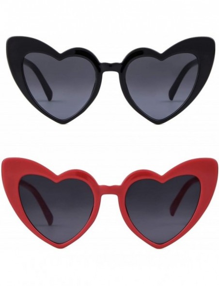 Goggle Clout Goggle Heart Sunglasses Vintage Cat Eye Mod Style Retro Kurt Cobain Glasses - ( 2 Pack) Black+red - CE18I9ZE8LZ ...