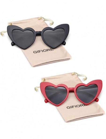 Goggle Clout Goggle Heart Sunglasses Vintage Cat Eye Mod Style Retro Kurt Cobain Glasses - ( 2 Pack) Black+red - CE18I9ZE8LZ ...