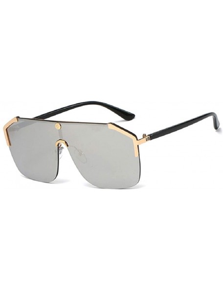 Square Fashion Sunglasses Designer Oversized Reflective - Sliver - C0197KCGA70 $22.36