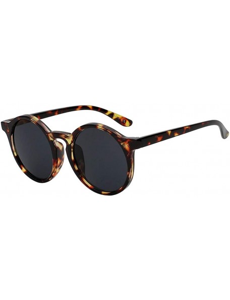 Oval sunglasses for women Retro Oval Frame Sunglasses Mens Leopard Shades - Amber-w-black - C518WWMI9K9 $30.76
