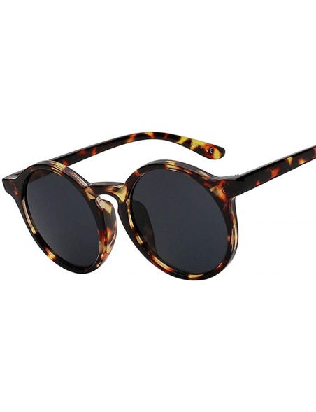 Oval sunglasses for women Retro Oval Frame Sunglasses Mens Leopard Shades - Amber-w-black - C518WWMI9K9 $30.76