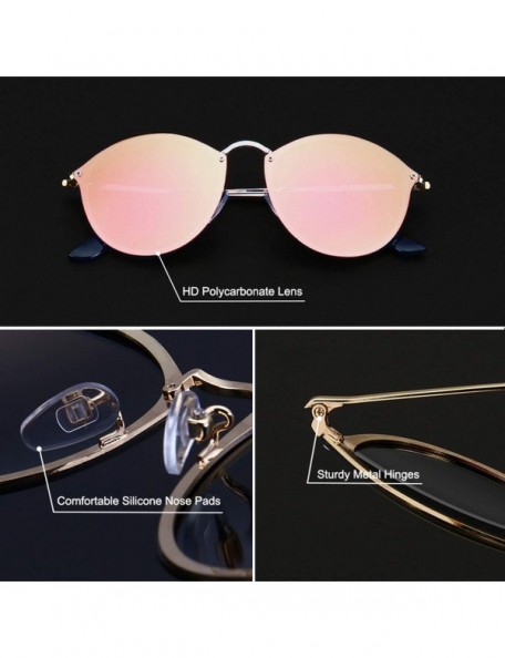 Round Retro Sunglasses Women 2019 Mirror Pink Round Vintage Sun Glasses Er Dames - Black-black - CY198AH0322 $21.56