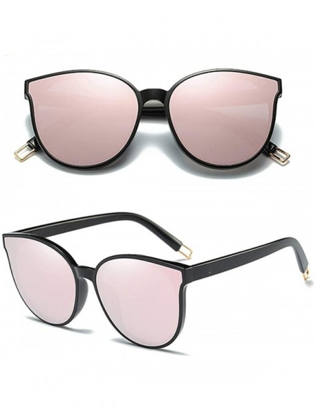 Goggle Fashion Women Colour Luxury Flat Top Cat Eye Sunglasses - 1700 Black Pink - C118HQ4UY7O $11.35