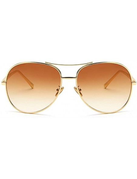 Round Large Women Vintage Sunglasses Oversized Golden Metal Frame Designer Glasses - Gradient Brown - CD18O4AZ9E9 $19.19