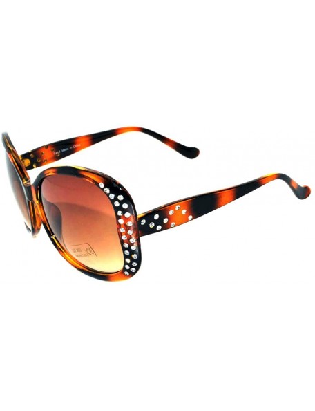 Oval Womens Designer Rhinestones Sunglasses (100% UVA/UVB) - 1-leopard Rhinestones - CF11JXZ8TA7 $12.89