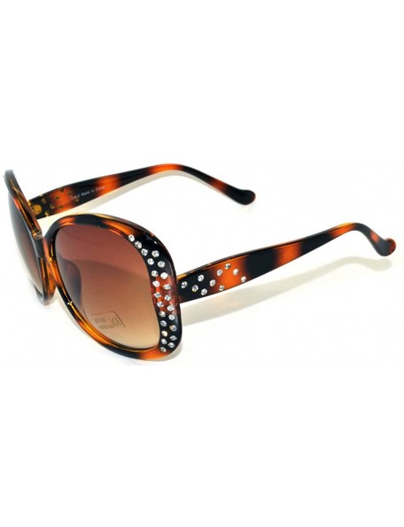 Oval Womens Designer Rhinestones Sunglasses (100% UVA/UVB) - 1-leopard Rhinestones - CF11JXZ8TA7 $12.89