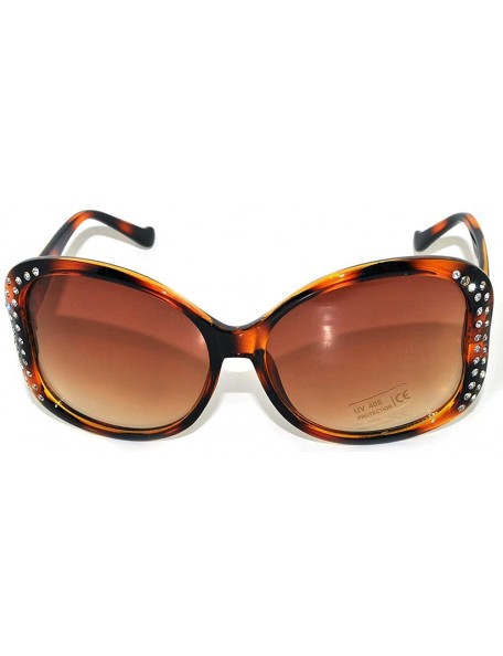 Oval Womens Designer Rhinestones Sunglasses (100% UVA/UVB) - 1-leopard Rhinestones - CF11JXZ8TA7 $12.89