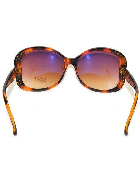 Oval Womens Designer Rhinestones Sunglasses (100% UVA/UVB) - 1-leopard Rhinestones - CF11JXZ8TA7 $12.89