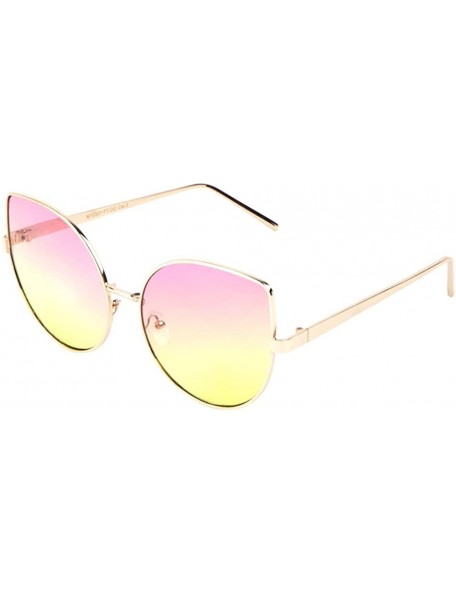 Cat Eye Flat Lens Oceanic Color Cat Eye Sunglasses - Pink Yellow - CM190809XSU $14.24