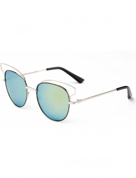 Aviator "Toikna" Modern Geometric Fashion Sunglasses - Silver/Yellow - C412MCS6GT3 $9.50