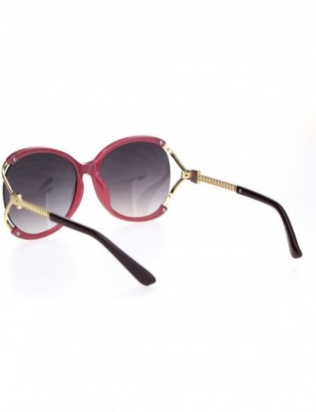 Butterfly Womens Luxury Exposed Side Lens Round Butterfly Sunglasses - Burgundy Gradient Black - CN18NUWCO8H $13.79