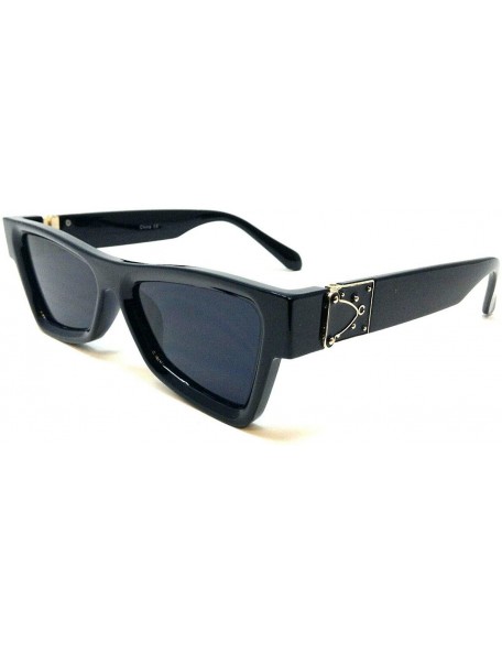 Oversized Elegant Thick Classic Casual Square Luxury Sunglasses - Black & Gold Frame - CN18XSNZ9LG $13.39
