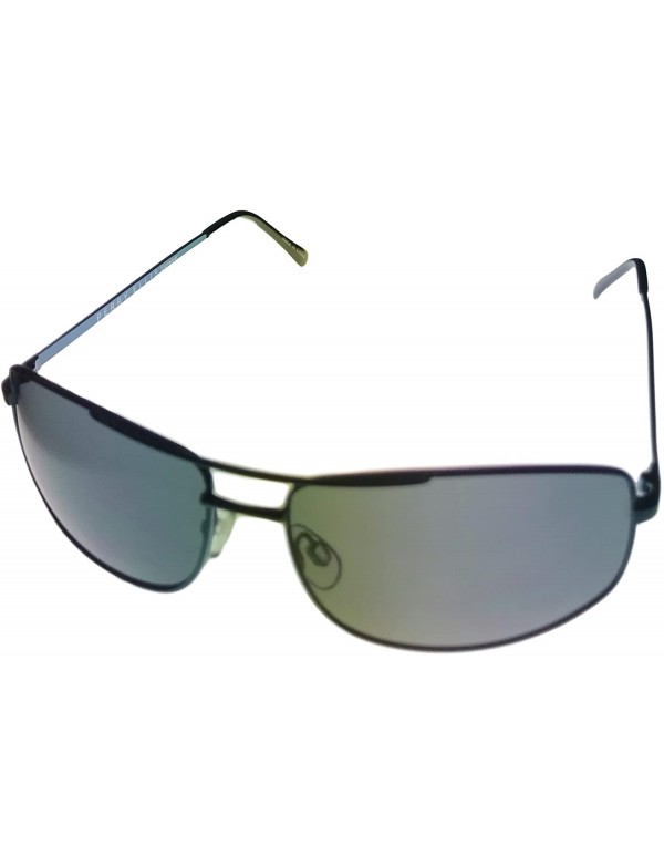 Wrap Mens Sunglasses Teal Metal Rectangle Wrap PE65 2 - C01885M90HX $17.39