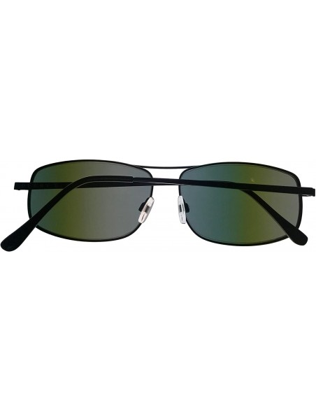 Wrap Mens Sunglasses Teal Metal Rectangle Wrap PE65 2 - C01885M90HX $17.39