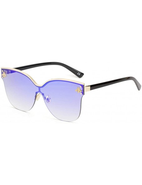 Aviator Fashion big frame one-piece sunglasses - PC lens metal frame trend sunglasses - C - CS18S0U7ZNY $79.69
