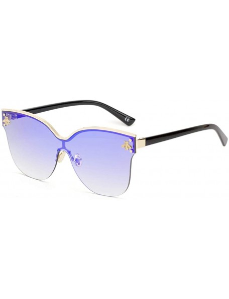 Aviator Fashion big frame one-piece sunglasses - PC lens metal frame trend sunglasses - C - CS18S0U7ZNY $39.85