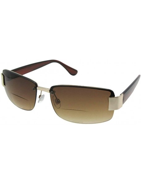 Rectangular Fashion Bifocal Sunglasses B4 - Gold Frame-brown Lenses - CY188RZ3KQM $11.88