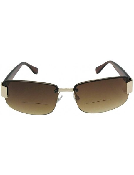 Rectangular Fashion Bifocal Sunglasses B4 - Gold Frame-brown Lenses - CY188RZ3KQM $11.88