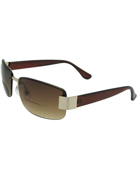 Rectangular Fashion Bifocal Sunglasses B4 - Gold Frame-brown Lenses - CY188RZ3KQM $11.88