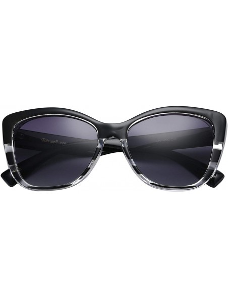 Wayfarer Polarized Woman's Classic Jackie-O Cat Eye Retro Fashion Sunglasses - Modern Stripe - Polarized Gradient Smoke - C21...