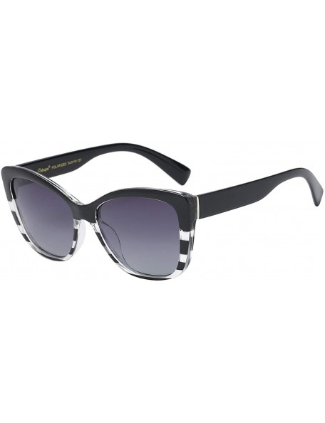 Wayfarer Polarized Woman's Classic Jackie-O Cat Eye Retro Fashion Sunglasses - Modern Stripe - Polarized Gradient Smoke - C21...