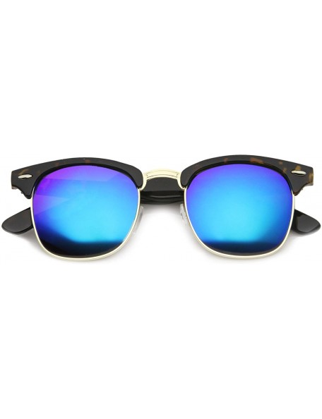 Semi-rimless Half Frame Semi Rimless Sunglasses for Men Women with Colored Mirror Lens 50mm - CC12KRZD0IN $9.03
