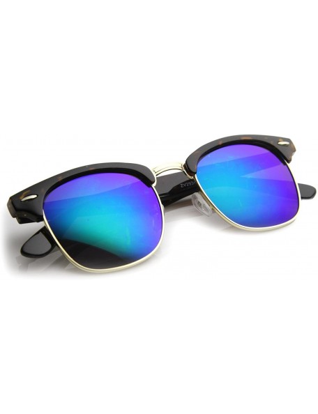 Semi-rimless Half Frame Semi Rimless Sunglasses for Men Women with Colored Mirror Lens 50mm - CC12KRZD0IN $9.03