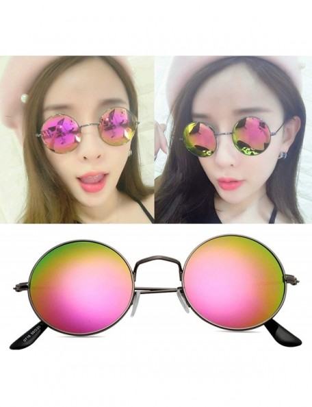 Oversized Vintage style Round Sunglasses for Women Plastic Resin UV 400 Protection Sunglasses - Gun Plated Purple - CP18SZUCK...