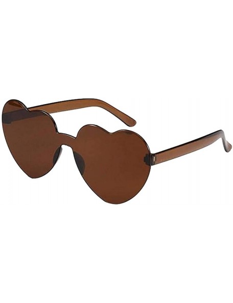 Semi-rimless Heart Oversized Rimless Sunglasses One Piece Heart Shape Eyewear Transparent Candy Color Sunglasses for Women - ...