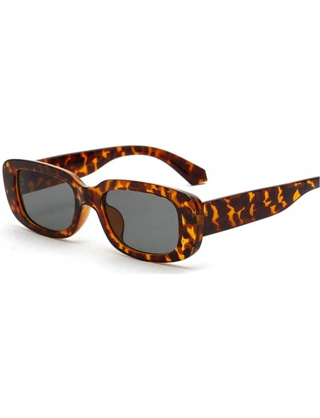 Square Men Fashion Leopard Glasses Vintage Square Small Frame Lady Party Sunglasses UV400 - Leopard Green - CQ18R6G5GD4 $13.71