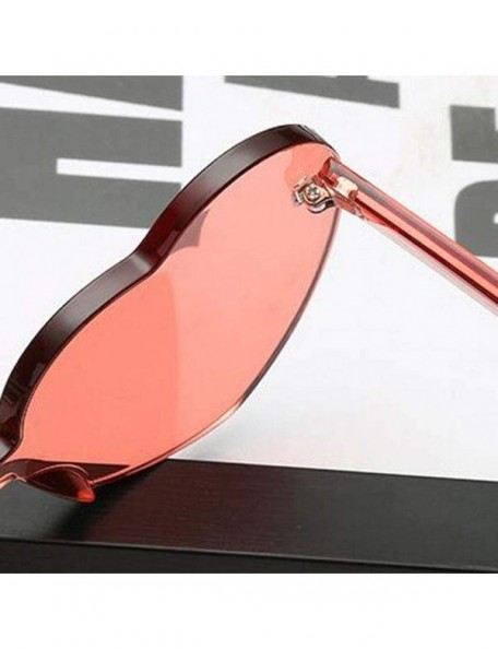 Semi-rimless Heart Oversized Rimless Sunglasses One Piece Heart Shape Eyewear Transparent Candy Color Sunglasses for Women - ...