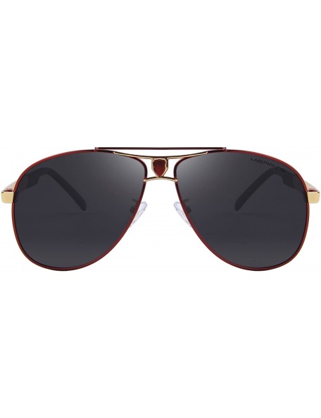 Oversized HD Polarized Aluminum Sunglasses Luxury Shades Shield Series S8086 - Gold&red - C412ILSGYS1 $8.60