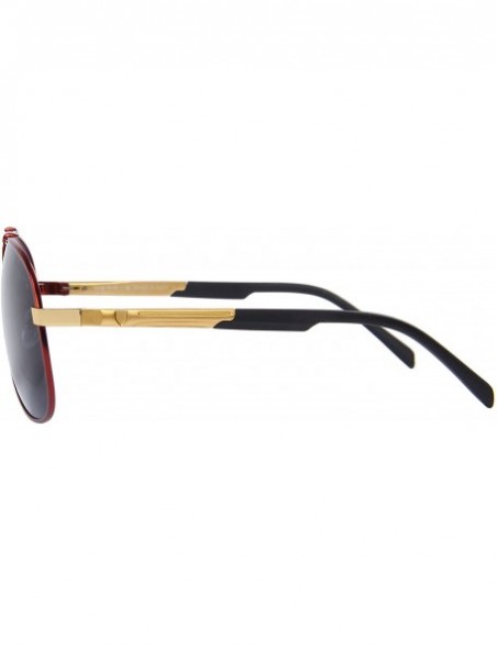 Oversized HD Polarized Aluminum Sunglasses Luxury Shades Shield Series S8086 - Gold&red - C412ILSGYS1 $8.60