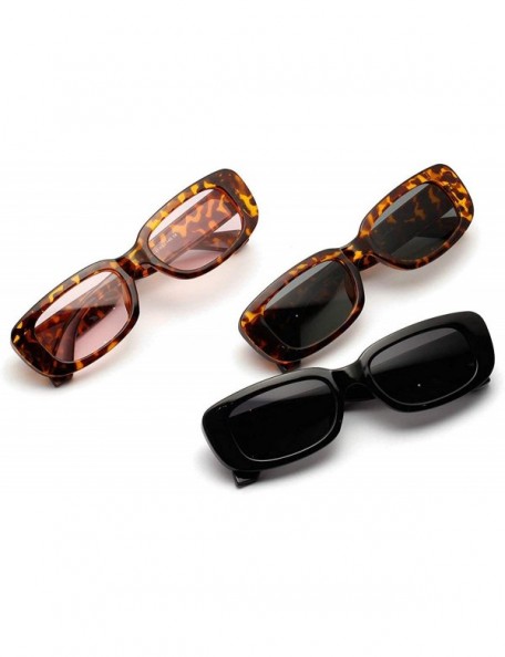 Square Men Fashion Leopard Glasses Vintage Square Small Frame Lady Party Sunglasses UV400 - Leopard Green - CQ18R6G5GD4 $13.71