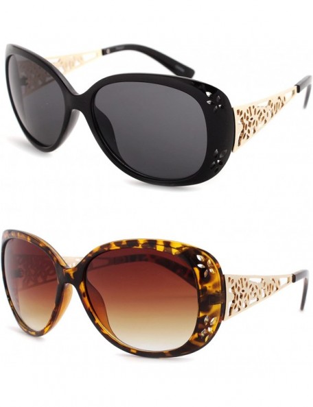Oversized Designer Women oversized Fashion Sunglasses P4007 - 2 Pcs Black-smoke & Tort-gradientbrown - CV12K2ZMSJF $17.92