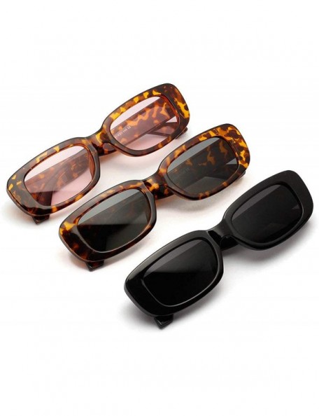 Square Men Fashion Leopard Glasses Vintage Square Small Frame Lady Party Sunglasses UV400 - Leopard Green - CQ18R6G5GD4 $13.71