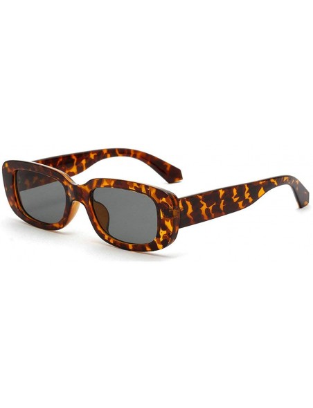 Square Men Fashion Leopard Glasses Vintage Square Small Frame Lady Party Sunglasses UV400 - Leopard Green - CQ18R6G5GD4 $13.71