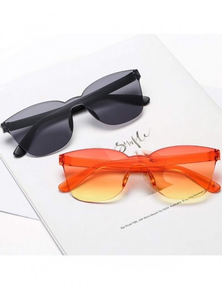 Square Unisex Fashion Sunglasses Retro Sunglasses Solid Color Square Sunglasses Beach Frameless Siamese Sunglasses - D - CH19...