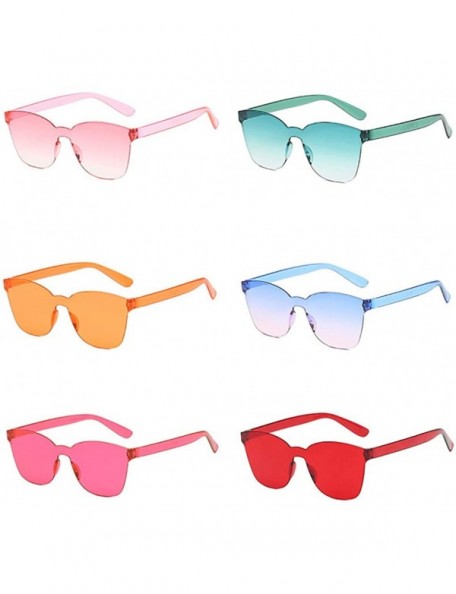 Square Unisex Fashion Sunglasses Retro Sunglasses Solid Color Square Sunglasses Beach Frameless Siamese Sunglasses - D - CH19...