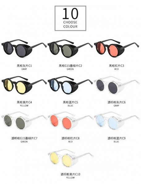 Round 2020 New Transparent Color Punk Flip Sunglasses Men Women Fashion UV400 Round Glasses - Black - C41935CXEEG $12.68