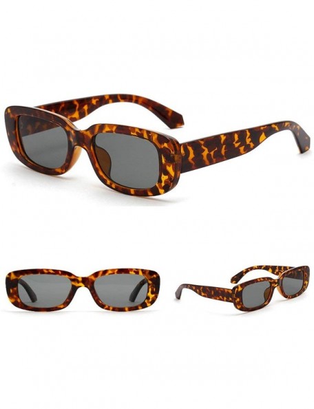 Square Men Fashion Leopard Glasses Vintage Square Small Frame Lady Party Sunglasses UV400 - Leopard Green - CQ18R6G5GD4 $13.71