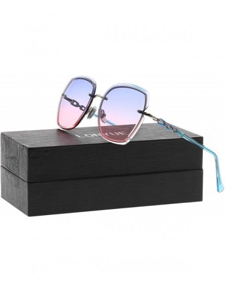 Rectangular Women's Classic Square Polarized Retro Sunglasses Metal Frame with Protective Case - CX18A9UR73M $14.49