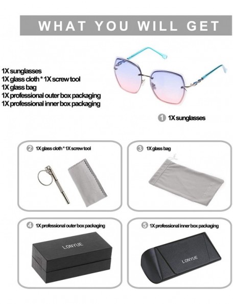 Rectangular Women's Classic Square Polarized Retro Sunglasses Metal Frame with Protective Case - CX18A9UR73M $14.49