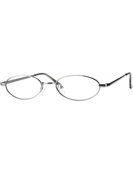 Oval Clear Lens Glasses Skinny Oval Metal Frame Unisex Eyeglasses UV 400 - Silver - CS18G75ERX7 $14.74