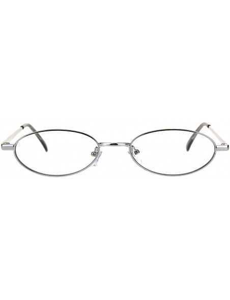 Oval Clear Lens Glasses Skinny Oval Metal Frame Unisex Eyeglasses UV 400 - Silver - CS18G75ERX7 $14.74