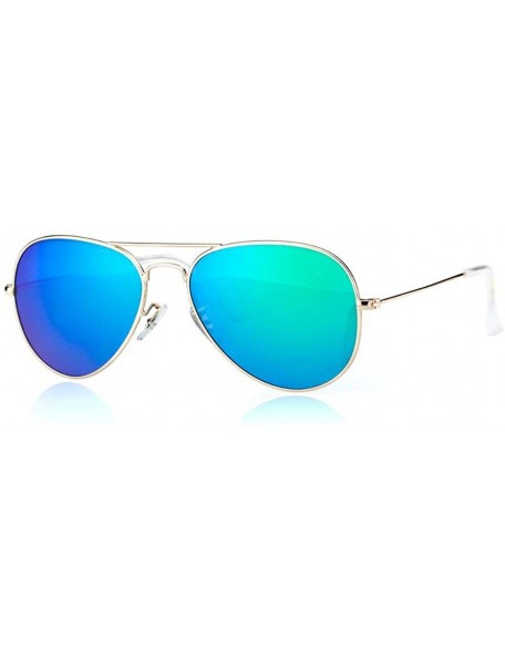 Oversized Pinglas Retro Sunglasses Women Polarized Blue Metal Frame Gradient Mirror Green - Blue - CD18YZWWWO6 $17.18