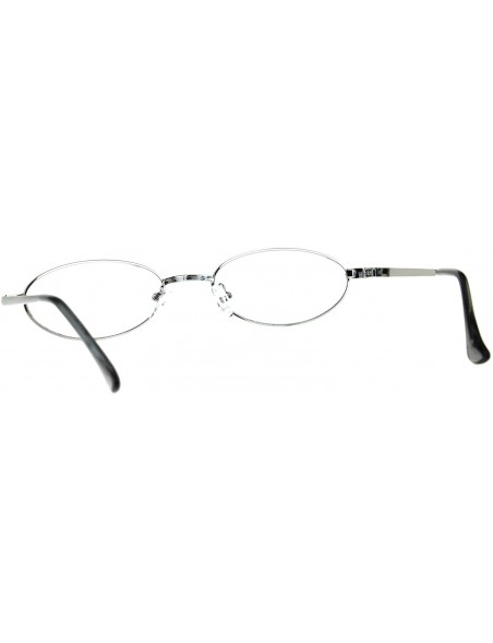 Oval Clear Lens Glasses Skinny Oval Metal Frame Unisex Eyeglasses UV 400 - Silver - CS18G75ERX7 $14.74