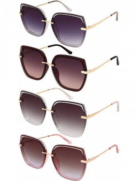 Square Oversized Pentagon Square Shape Sunglasses w/Flat Color Tinted Lens 3352-FLOCR - CG18O8QTI2Y $7.46