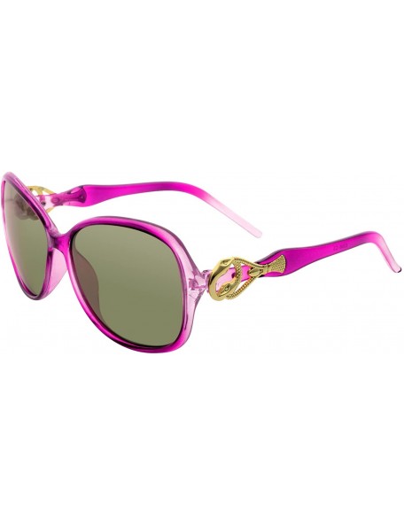 Oval Women's Polarized Retro Vintage Transparent Sunglasses With Rhinestone - Purple - CD12KH6HA7D $11.35