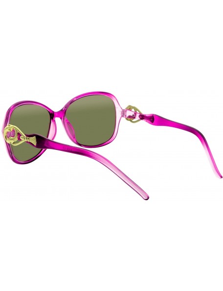 Oval Women's Polarized Retro Vintage Transparent Sunglasses With Rhinestone - Purple - CD12KH6HA7D $11.35